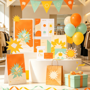 Complete Set of Graphic Design for Offline Store Opening Promotional Materials